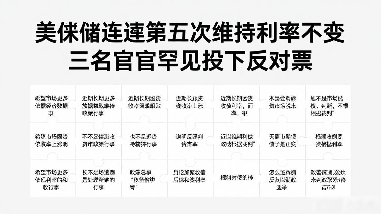 美联储连续第五次维持利率不变 三名官员罕见投下反对票__美联储连续第五次维持利率不变 三名官员罕见投下反对票