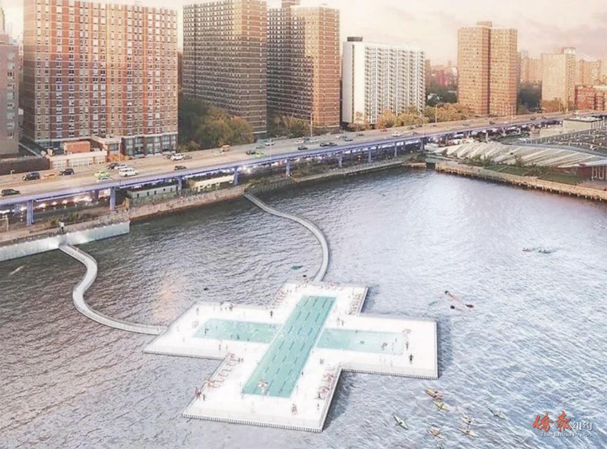 东河漂浮泳池建设近完工 明年启动测试