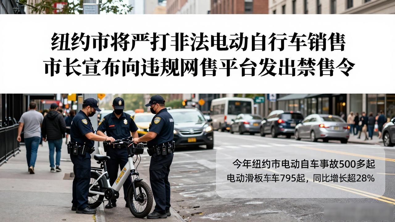 纽约市将严打非法电动自行车销售 市长宣布向违规网售平台发出禁售令